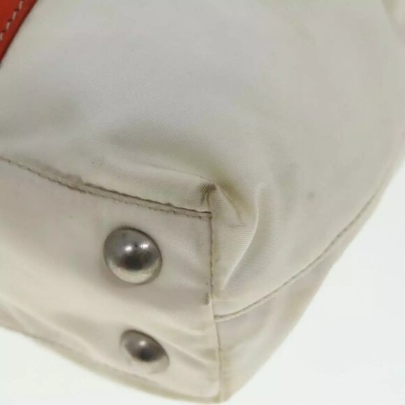 PRADA Hand Bag Nylon 2way Cream Silver Auth 89096 - Picture 11 of 16